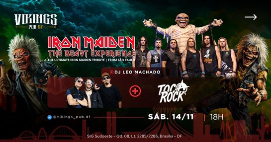 14/11 SÁBADO - IRON MAIDEN - THE BEAST EXPERIENCE + BANDA TOCA ROCK
