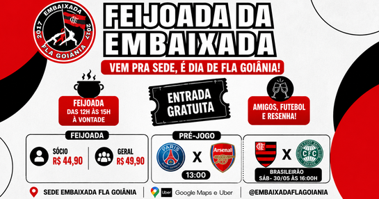 FEIJOADA FLA-GOIÂNIA FLAMENGO X CORITIBA (COM ESQUENTA DA FINAL DA CHAMPIONS)