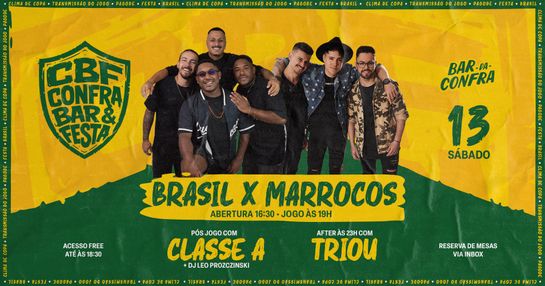 FanFest Confra // Brasil x Marrocos // com Pagode Classe A e Triou